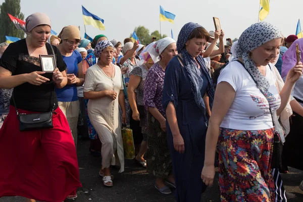 Парафіяни Міністрів Української Православної Церкви Київського Патріархату Провести Процесії Києві — стокове фото