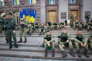 Ukrayna Merkez Kiev, Ukrayna, zaman zaman askeri geçit töreni provası. 22 Ağustos 2016.