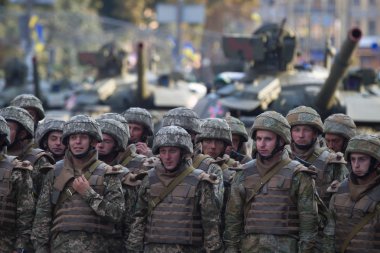 Ukrayna Merkez Kiev, Ukrayna, zaman zaman askeri geçit töreni provası. 22 Ağustos 2016.