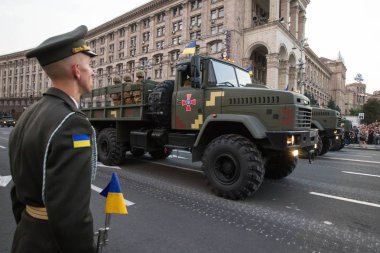 Ukrayna Merkez Kiev, Ukrayna, zaman zaman askeri geçit töreni provası. 22 Ağustos 2016.
