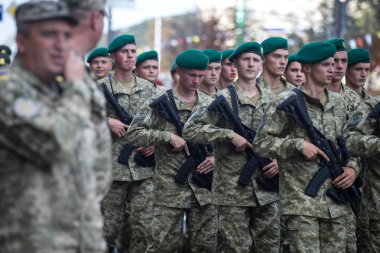 Ukrayna Merkez Kiev, Ukrayna, zaman zaman askeri geçit töreni provası. 22 Ağustos 2016.