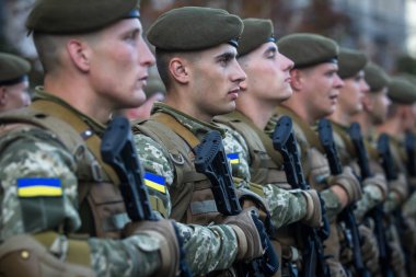 Ukrayna Merkez Kiev, Ukrayna, zaman zaman askeri geçit töreni provası. 22 Ağustos 2016.