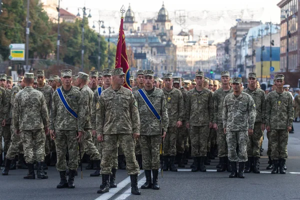 Ensaio Desfile Militar Por Ocasião Independência Ucrânia Centro Kiev Ucrânia — Fotografia de Stock