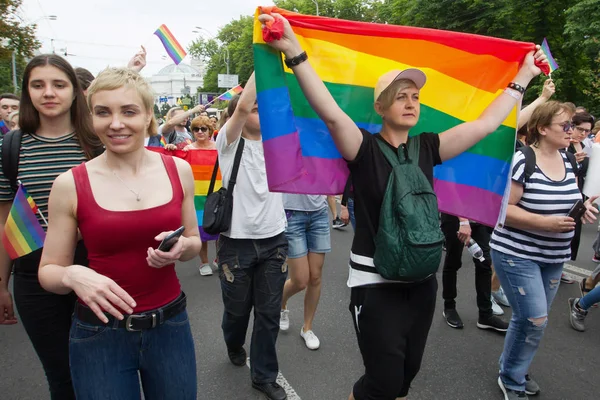 Люди Відвідують Рівність Березня Організований Лгбт Спільноти Києві Червня 2018 — стокове фото