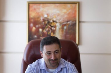 Ukrayna Devlet posta genel müdürü, Kiev, Ukrayna bir brifing sırasında kuruluş Ukrposhta Ihor Smiliansky Hizmetleri. 13 Temmuz 2016.