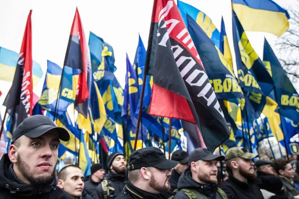 Medlemmar Nationalistiska Organisationer Delta Protestaktion Mot Politiken Ukrainska Myndigheterna Centrala — Stockfoto