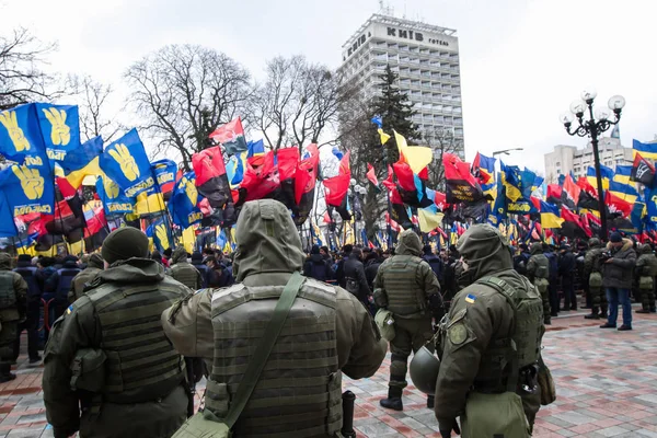 Medlemmar Nationalistiska Organisationer Delta Protestaktion Mot Politiken Ukrainska Myndigheterna Centrala — Stockfoto