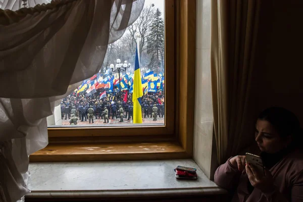 Члени Націоналістичних Організацій Брати Участь Акцію Протесту Проти Політики Української — стокове фото