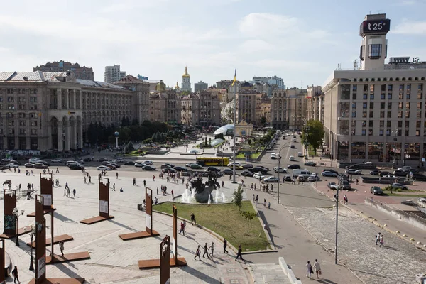 Kiev Ukrayna Khreshchatyk Sokak Maidan Nezalezhnosti Bağımsızlık Meydanı Görünümü Ağustos — Stok fotoğraf