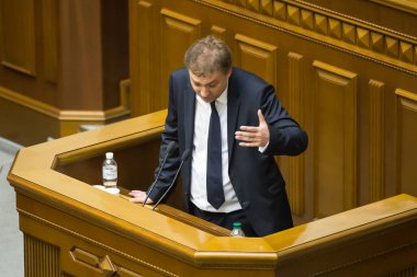 Ukrayna Savunma Bakanı Andriy Zahorodnyuk, Ukrayna'nın Kiev kentinde yeni seçilen parlamentonun ilk oturumunda konuştu. Ağustos 29, 2019.