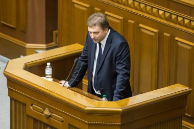 Ukrayna Savunma Bakanı Andriy Zahorodnyuk, Ukrayna'nın Kiev kentinde yeni seçilen parlamentonun ilk oturumunda konuştu. Ağustos 29, 2019.