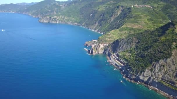 Cinque Terre Italy Aerial View — Stock Video