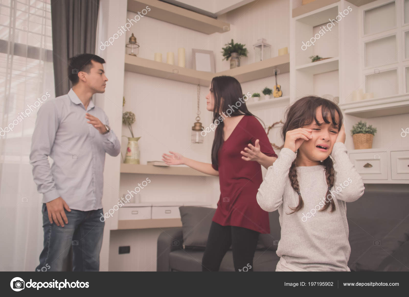 Concept Parental Family Quarrels Young Couple Parents Fighting