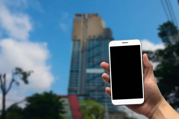 Mantenga Mano Fondo Como Edificio Negocios — Foto de Stock