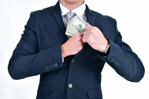 Business Concept Businessman Counting Her Money Young Business Enjoying Money — Stock Photo, Image