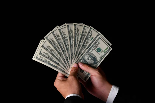 Finanzas Conceptos Negocios Mucho Dinero Sobre Fondo Negro Las Inversiones — Foto de Stock