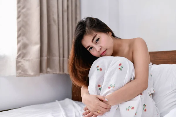 Sexy Frauen Konzept Sexy Mädchen Spielen Schlafzimmer — Stockfoto