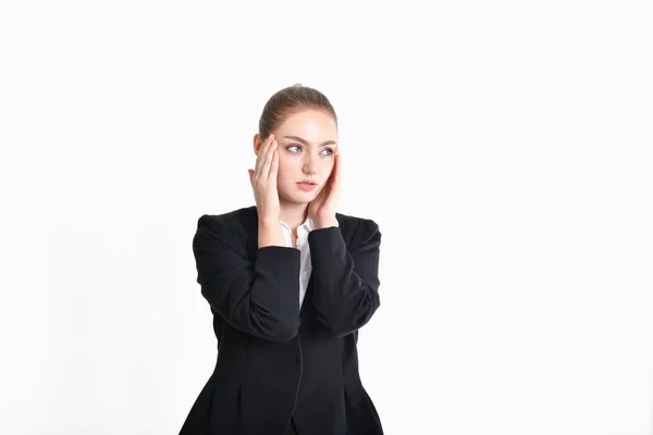 Concepto Negocio Los Jóvenes Empresarios Sienten Cansados Trabajo Joven Mujer — Foto de Stock