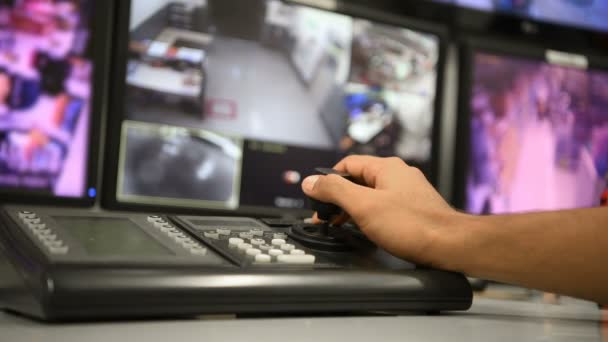 Hands Officers Controlling Keys Cctv Camera — Stock Video