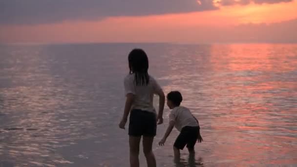 Vakantie Concept Kinderen Die Zee Spelen Resolutie Van — Stockvideo