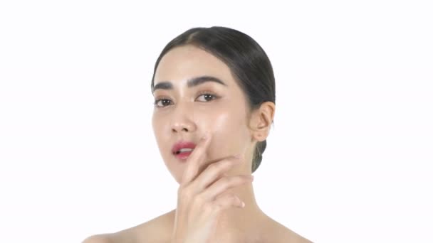 Conceito Beleza Meninas Bonitas Estão Tendo Problemas Com Acne Facial — Vídeo de Stock