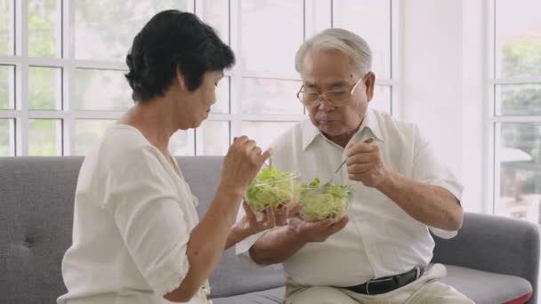 Családi Fogalom Öreg Ázsiaiak Boldogan Gondoskodnak Egymásról Felbontás — Stock videók