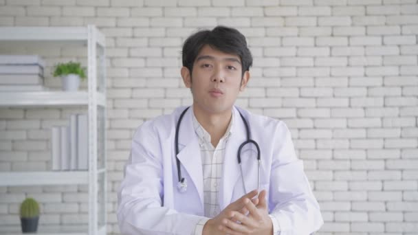 Orvosi Fogalom Orvos Videohíváson Keresztül Tart Konzultációt Felbontás — Stock videók