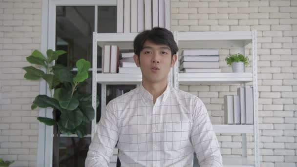 Obchodní Koncept Mladý Asijský Obchodník Dělá Rozhovor Kanceláři Rozlišení — Stock video