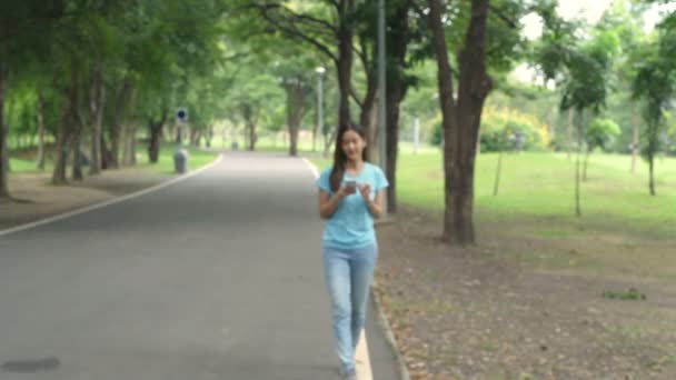 Holiday Concept Girl Relaxingly Walking Park Resolution — Stock Video