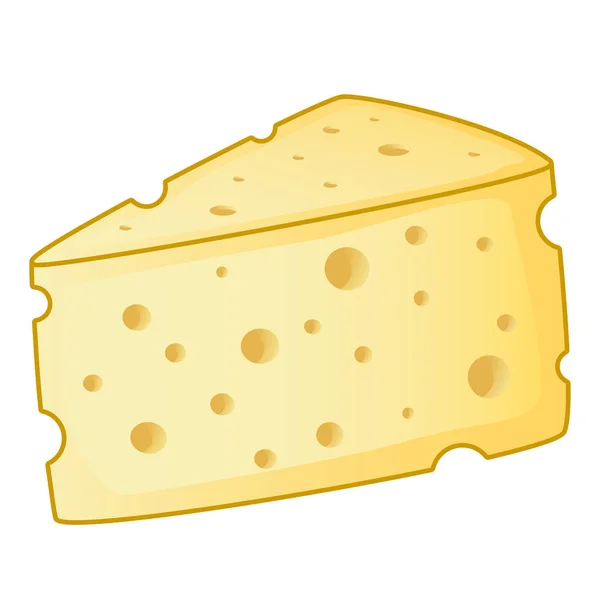ハード チーズの部分 写真小さなチーズの三角形の部分は 大きな穴の笑顔します 黄色のグラデーションが見た目新鮮で食欲をそそる — ストックベクタ