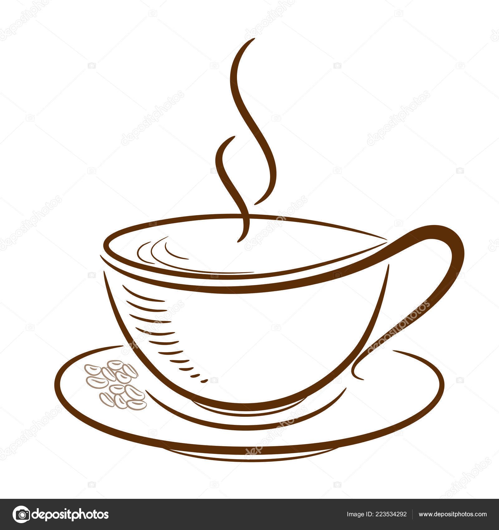 Tasse Mit Kaffeebohnen Auf Weißem Hintergrund Weiße Tasse Mit Schatten  Stock-Vektorbild von ©elena.koziy 223534292, image size:1600x1700