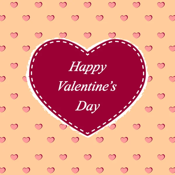 Walentynki Życzeniami Wielkie Serce Napisem Happy Valentine Day Jest Pierwszym — Wektor stockowy