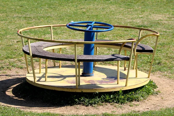 Vintage Retro Partially Rusted Outdoor Public Playground Equipment Made Metal — Stock Photo, Image