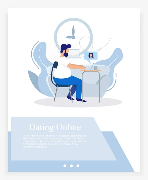 Blaues Banner zur Kommunikation im Netz, Mann mag Mädchen, flache Vektorillustration — Stockfoto