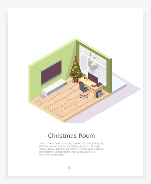 Das weihnachtszimmer in einer isometrischen. — Stockfoto