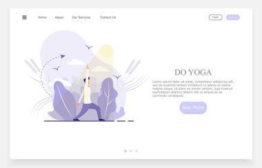 Parkta güneşli bir havada yoga yapan genç bir adamın canlandırması.