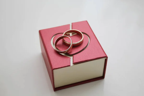 Box Wedding Rings White Background Close — Stock Photo, Image