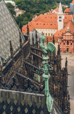 detail of beautiful Prague Castle and rooftops in prague, czech republic  clipart