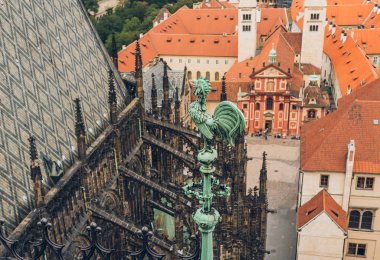 ayrıntı ünlü Prag Kalesi ve çatıları Prag, Çek Cumhuriyeti 