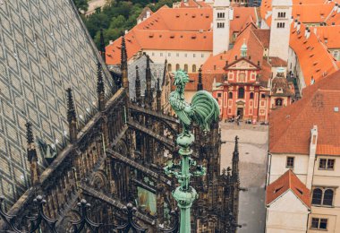 detail of famous Prague Castle and rooftops in prague, czech republic  clipart