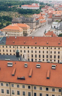 aerial view of beautiful prague cityscape with ancient architecture clipart