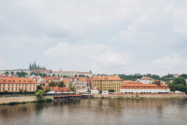 beautiful Vltava river and architecture in prague, czech republic 