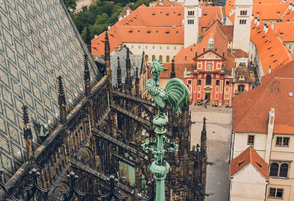 detail of famous Prague Castle and rooftops in prague, czech republic 