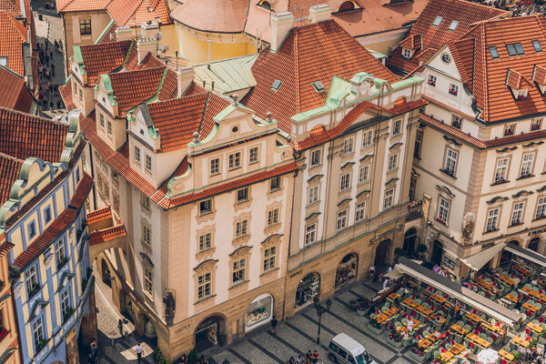 PRAGUE, CZECH REPUBLIC - JULY 23, 2018: beautiful architecture at old town square, prague, czech republic