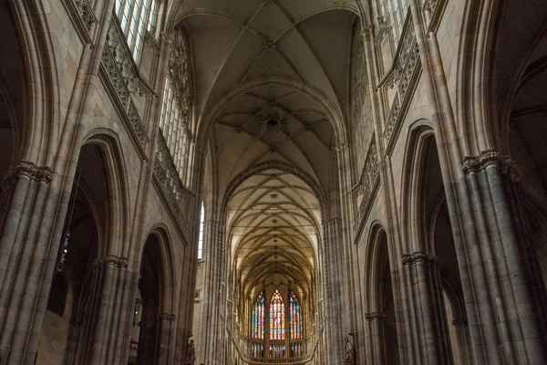 Prague República Checa Julho 2018 Belos Vitrais Dentro Catedral São — Fotografia de Stock