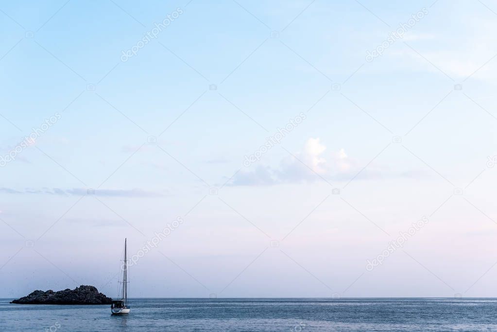 boat floating on Adriatic sea near Budva, Montenegro