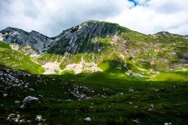 beautiful mountains with sunlight in Durmitor massif, Montenegro