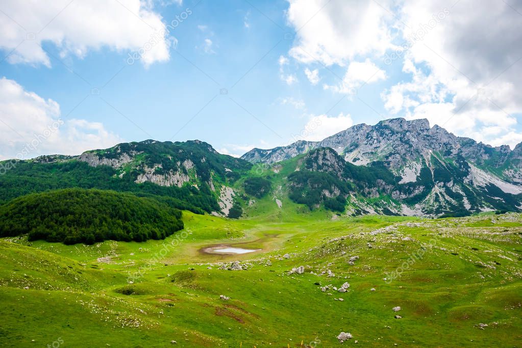 beautiful green valley in Durmitor massif, Montenegro