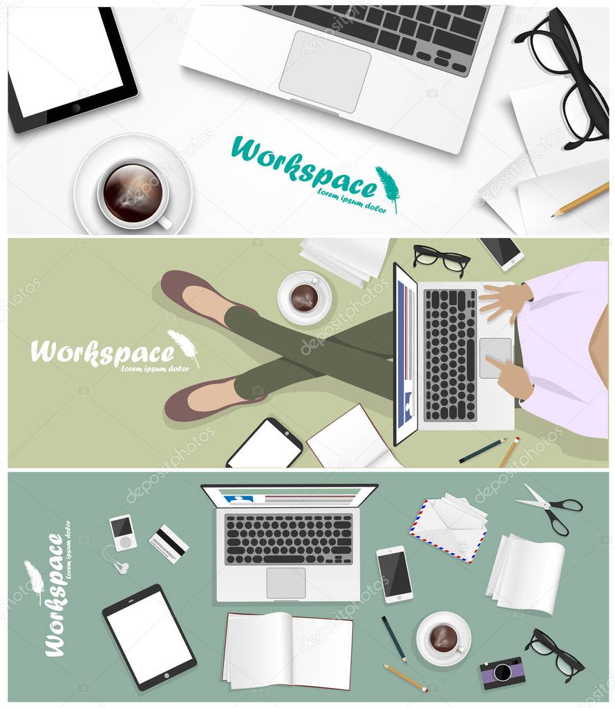 set of workspace banners for facebook