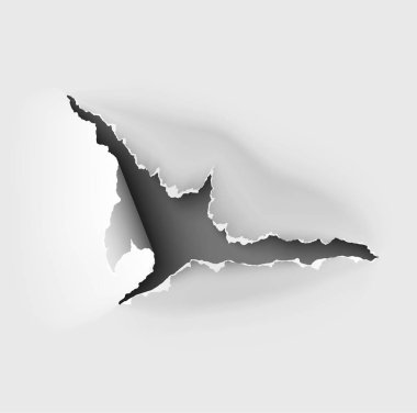 Kopyalanmış beyaz kağıda yırtık delik